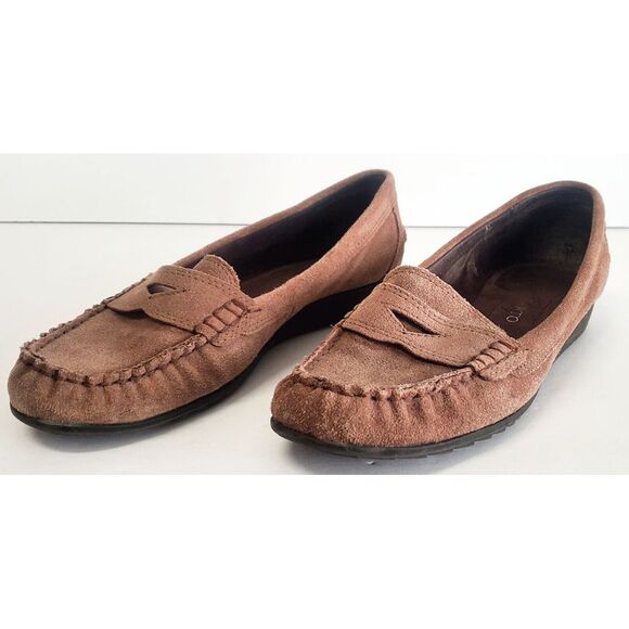 Franco Sarto Slip On Loafer Flats Suede Leather in Cocoa Brown Rubber WOM 7M - Picture 9 of 16
